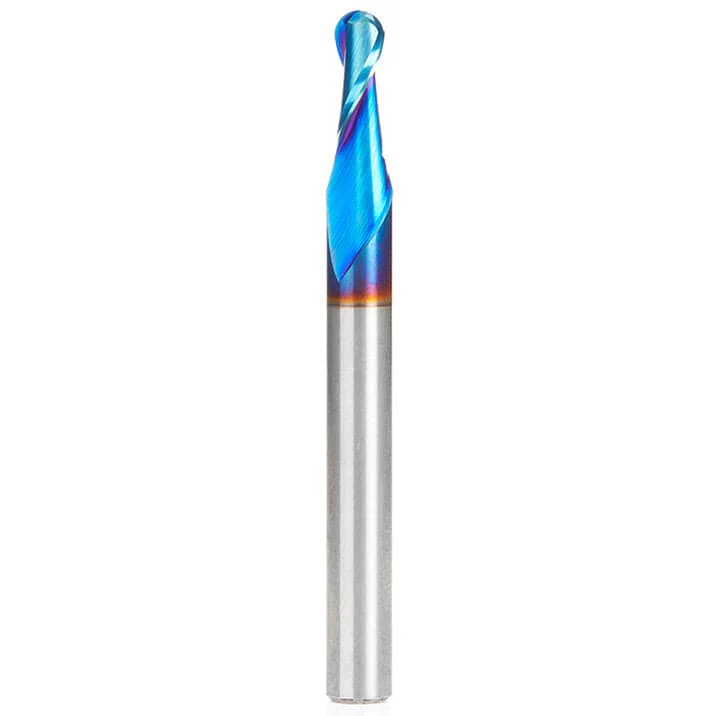 46424-K Spiral Up-Cut Ball Nose Double Flute Mirror Finish Router Bit 3/32"R 1/2"CH 3/16"D 1/4 SH 2-1/2"OL