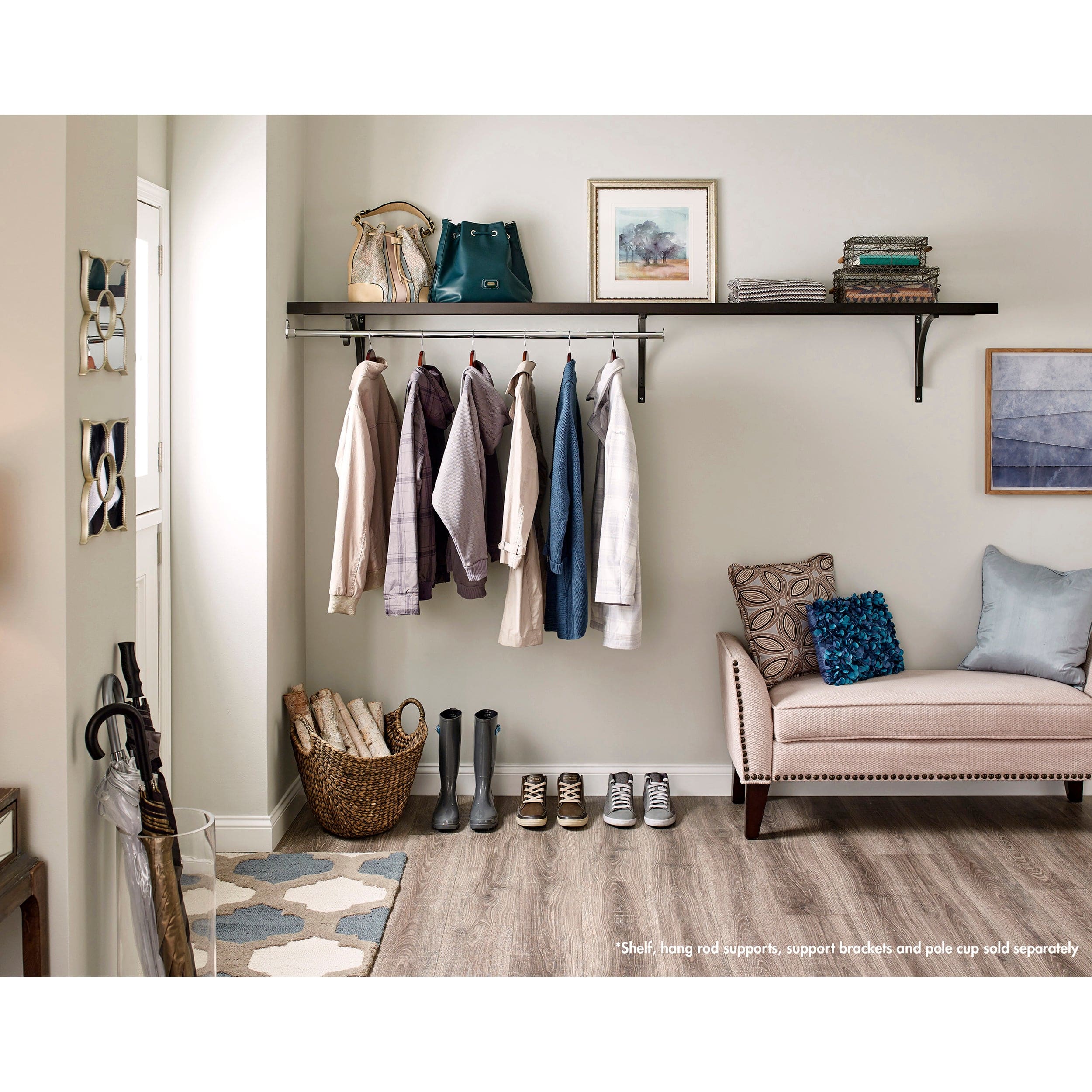 Premium Wood Shelf 40" - 72" W Hang Rod, Chrome - Image 3