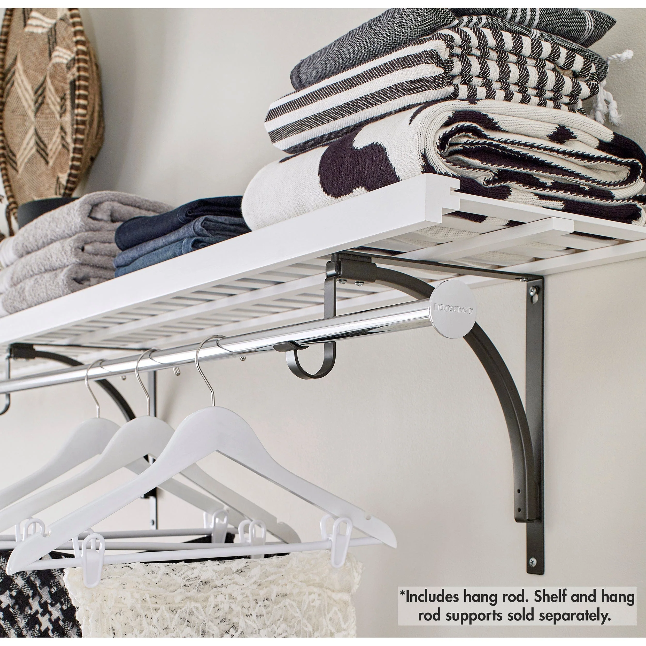 Premium Wood Shelf 52" - 96" W Hang Rod, Chrome - Image 2