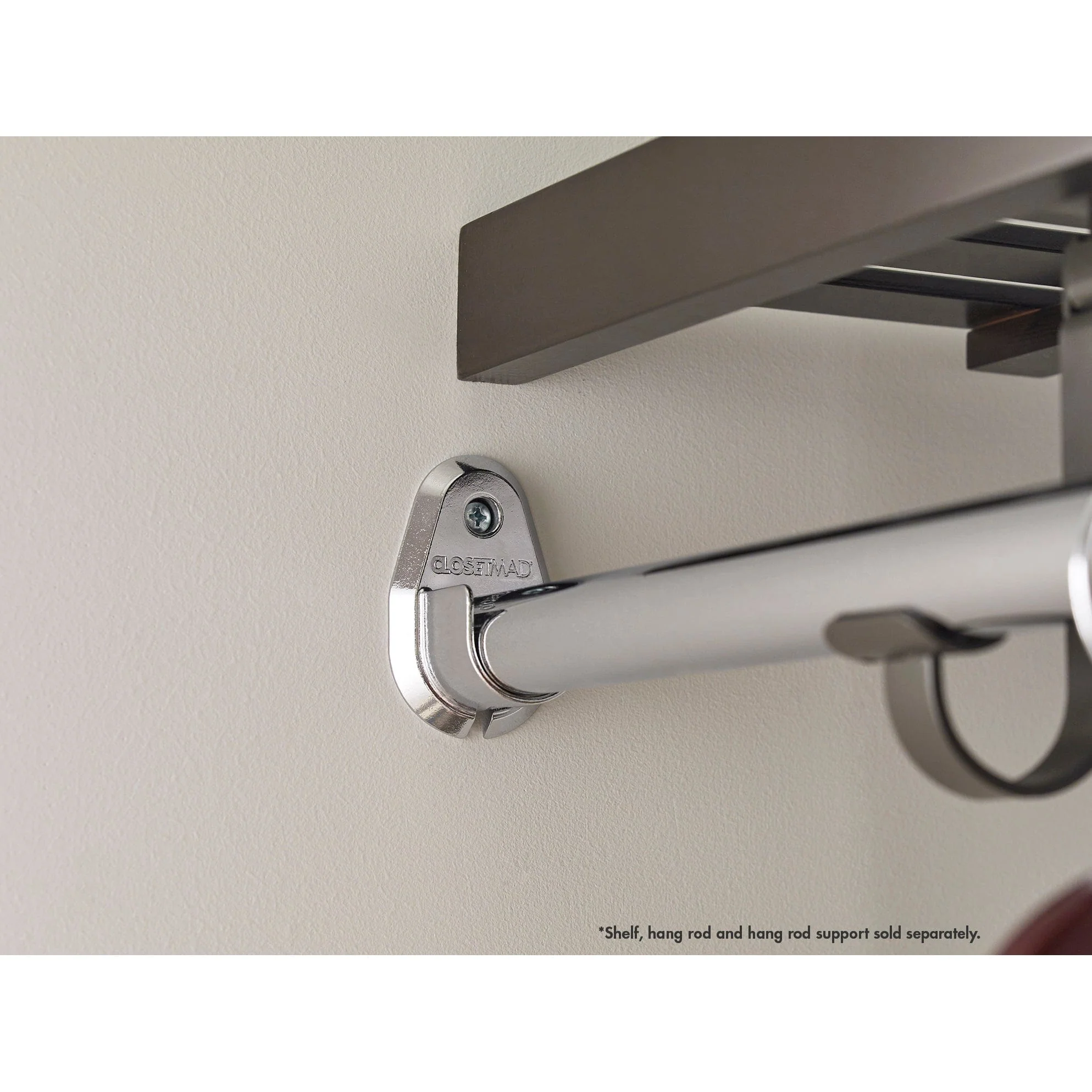 Premium Wood Shelf Hang Rod Pole Cup, Chrome - Image 2