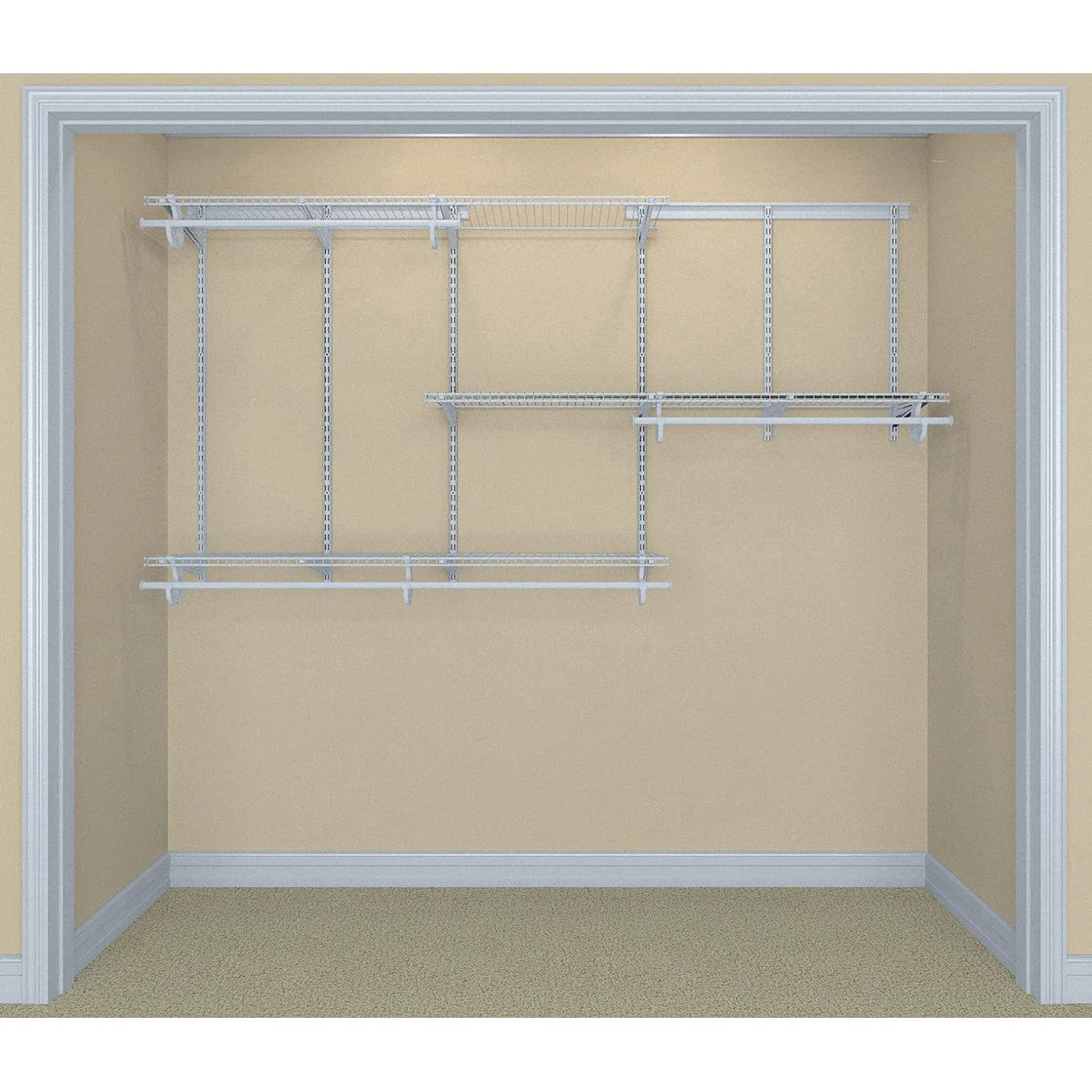 ShelfTrack Adjustable Closet Organizer 5' - 8' W, White - Image 2