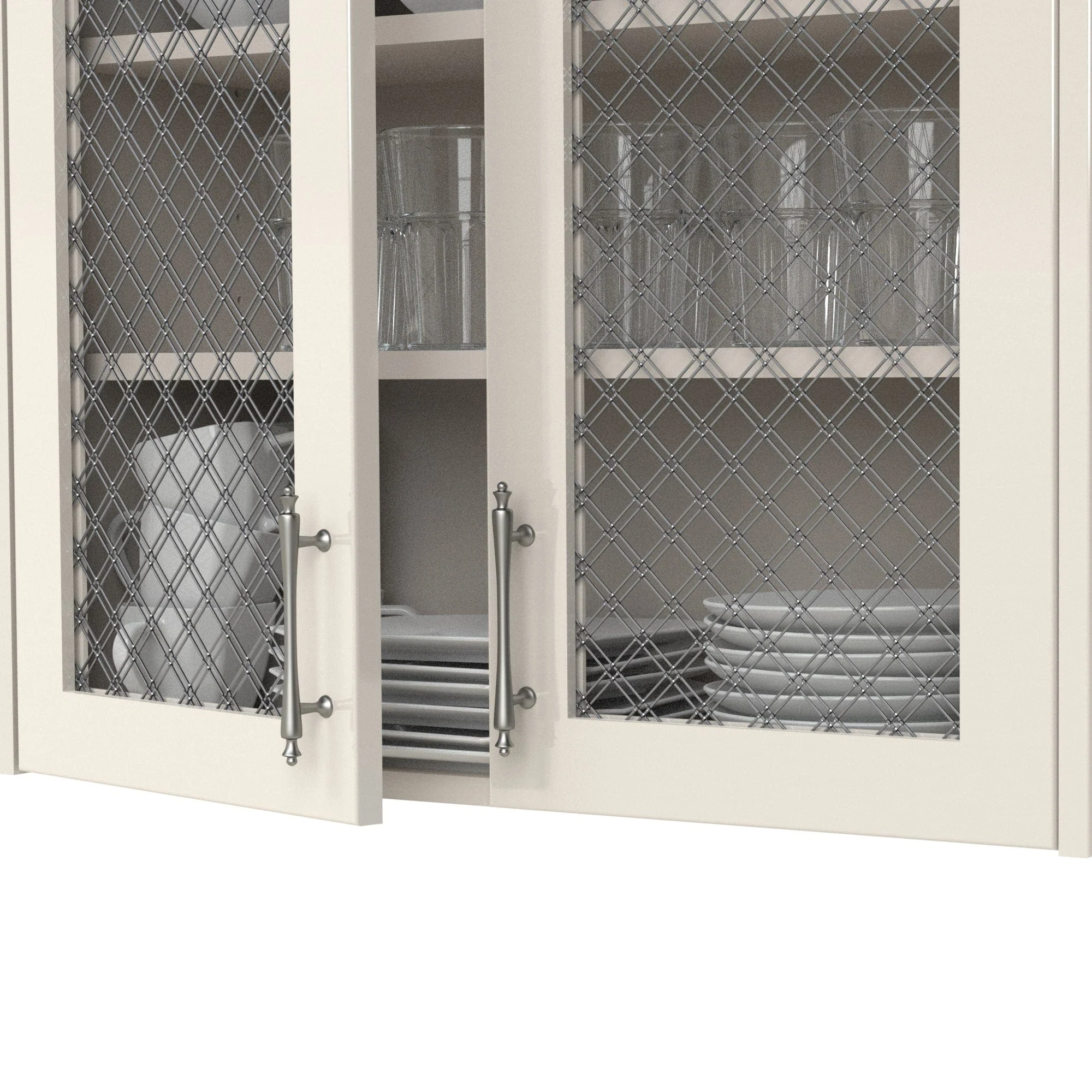 1" Flat Double Diamond Decorative Grille - Satin Nickel, 18" W x 48" L Sheet - Image 2