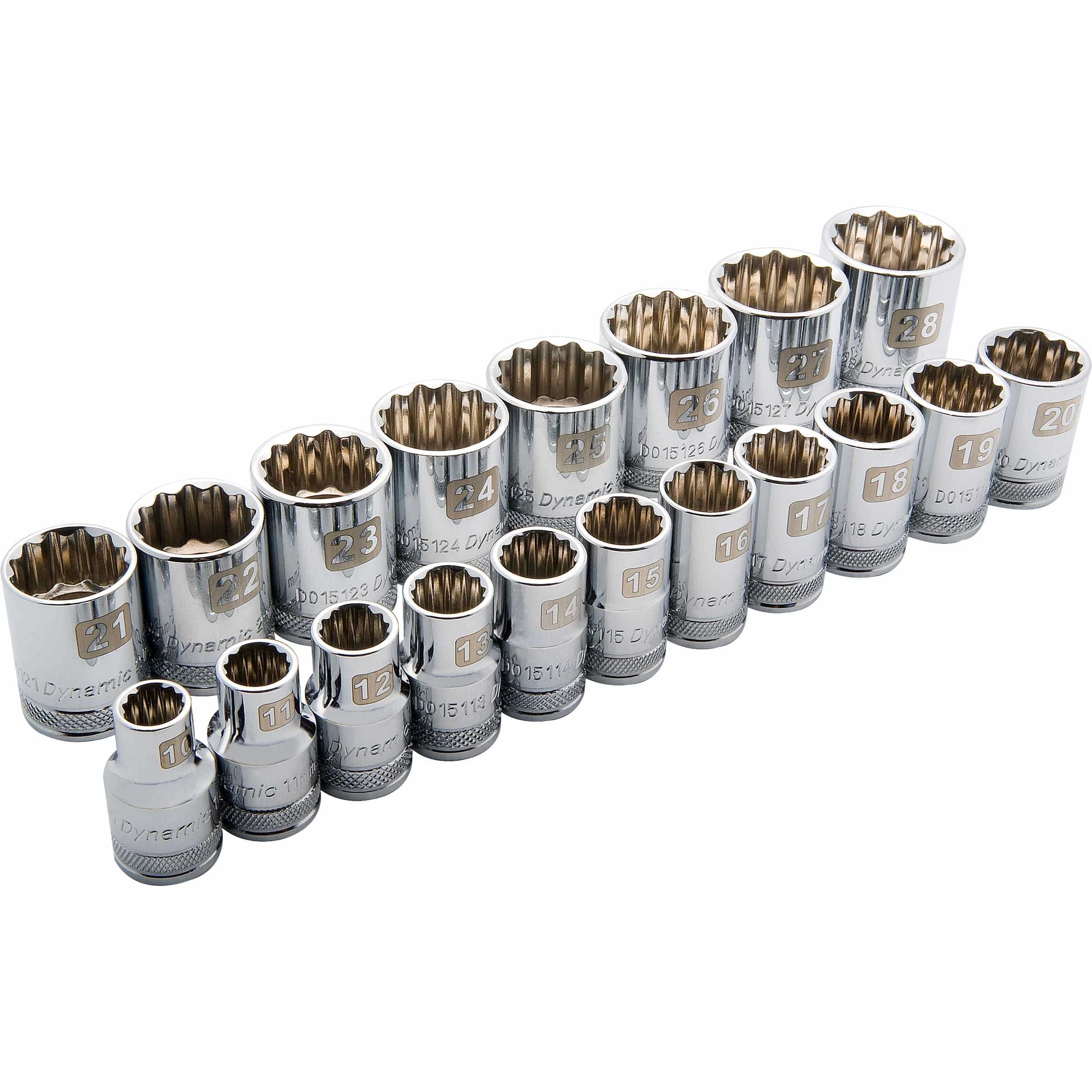 1/2" Drive 12-Point Standard Metric Socket Set - 10 mm - 28 mm - 19 Piece