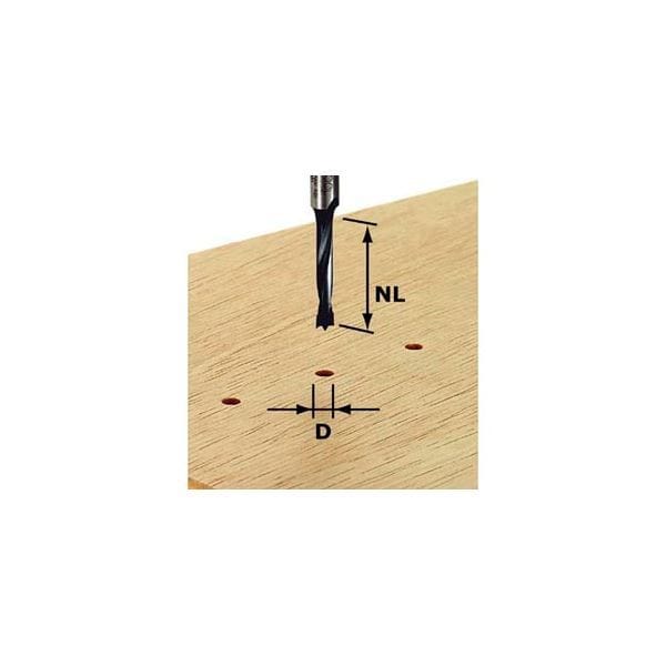 Dowel Drill Router Bit for Hardwood - 8 mm SH 53.5 mm OL - Image 2