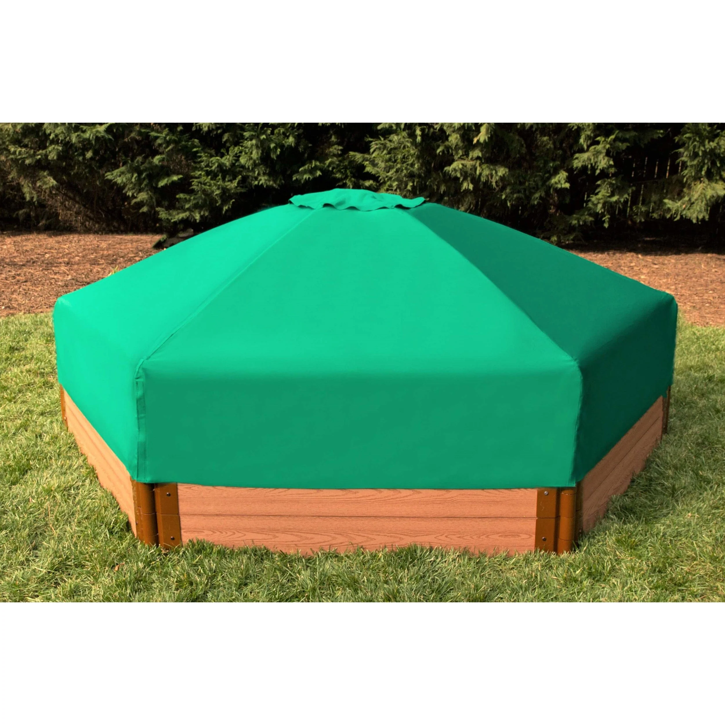 Classic Sienna 7' x  8' x 11" Composite Hexagon Sandbox Kit with Telescoping Canopy/Cover - 2" profile - Image 2