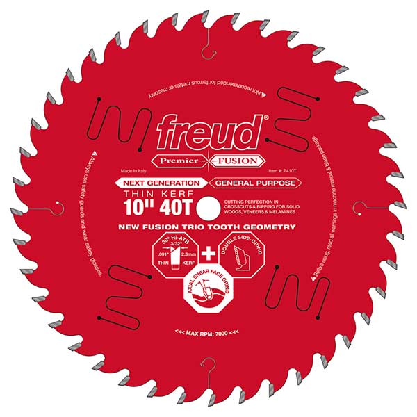 P410T Fusion Circular Saw Blade 10" x 5/8" Bore x 40 Tooth Thin Kerf - Image 2