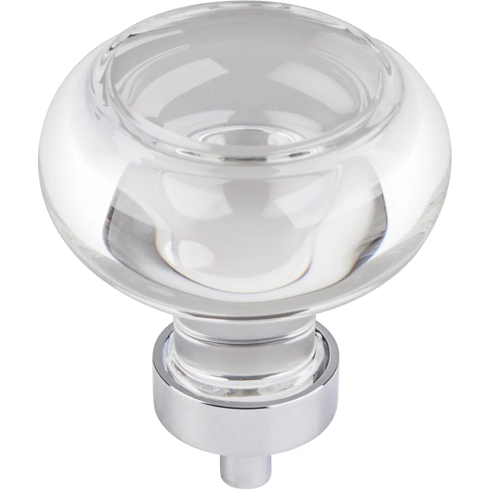 Harlow Large Button Glass Knob, 1-3/4" Dia.,  Polished Chrome - Image 2
