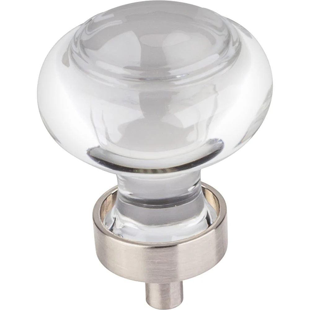 Harlow Small Button Glass Knob, 1-7/16" Dia.,  Satin Nickel - Image 2