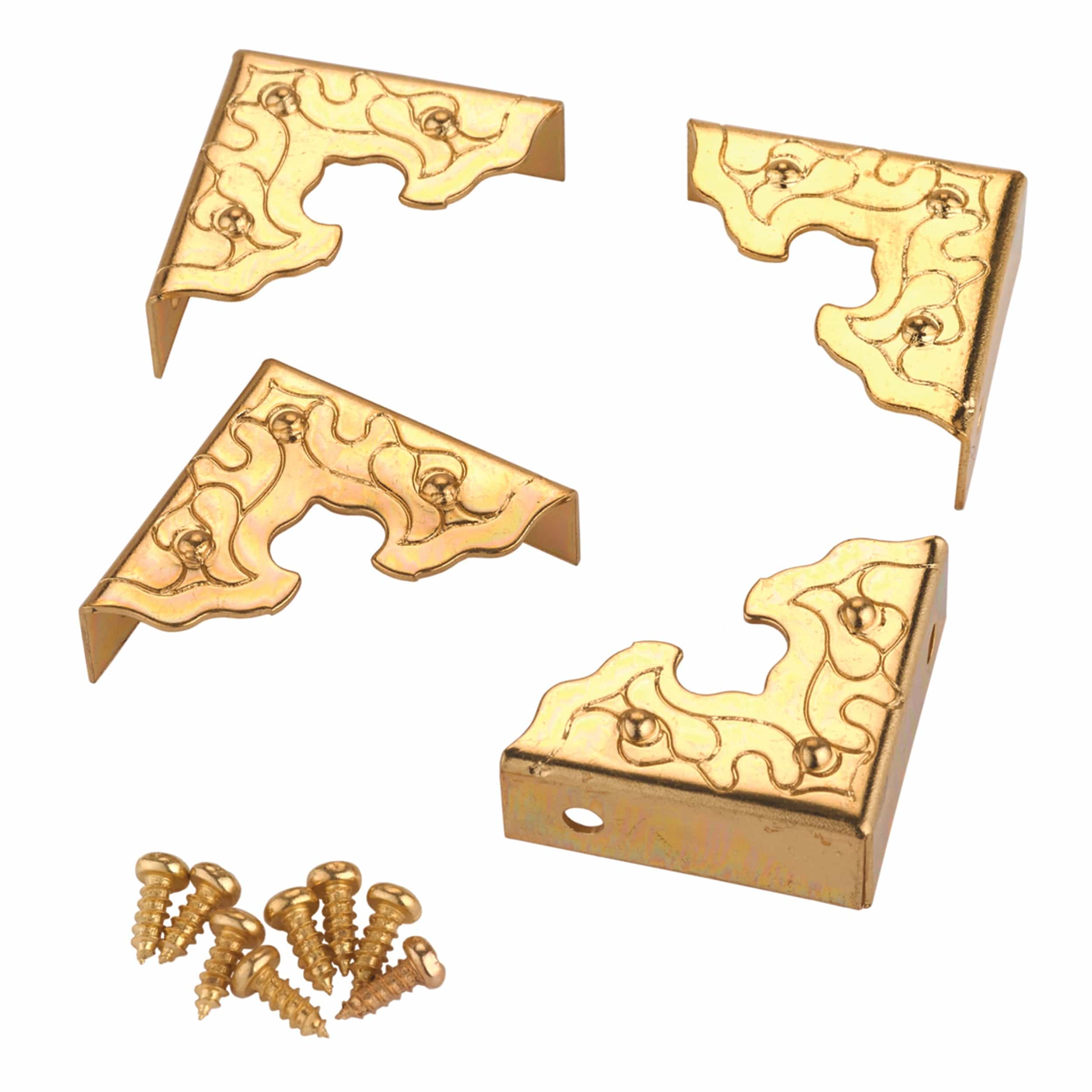 Filigree Box Corners - Brass  Plated - 4 Piece