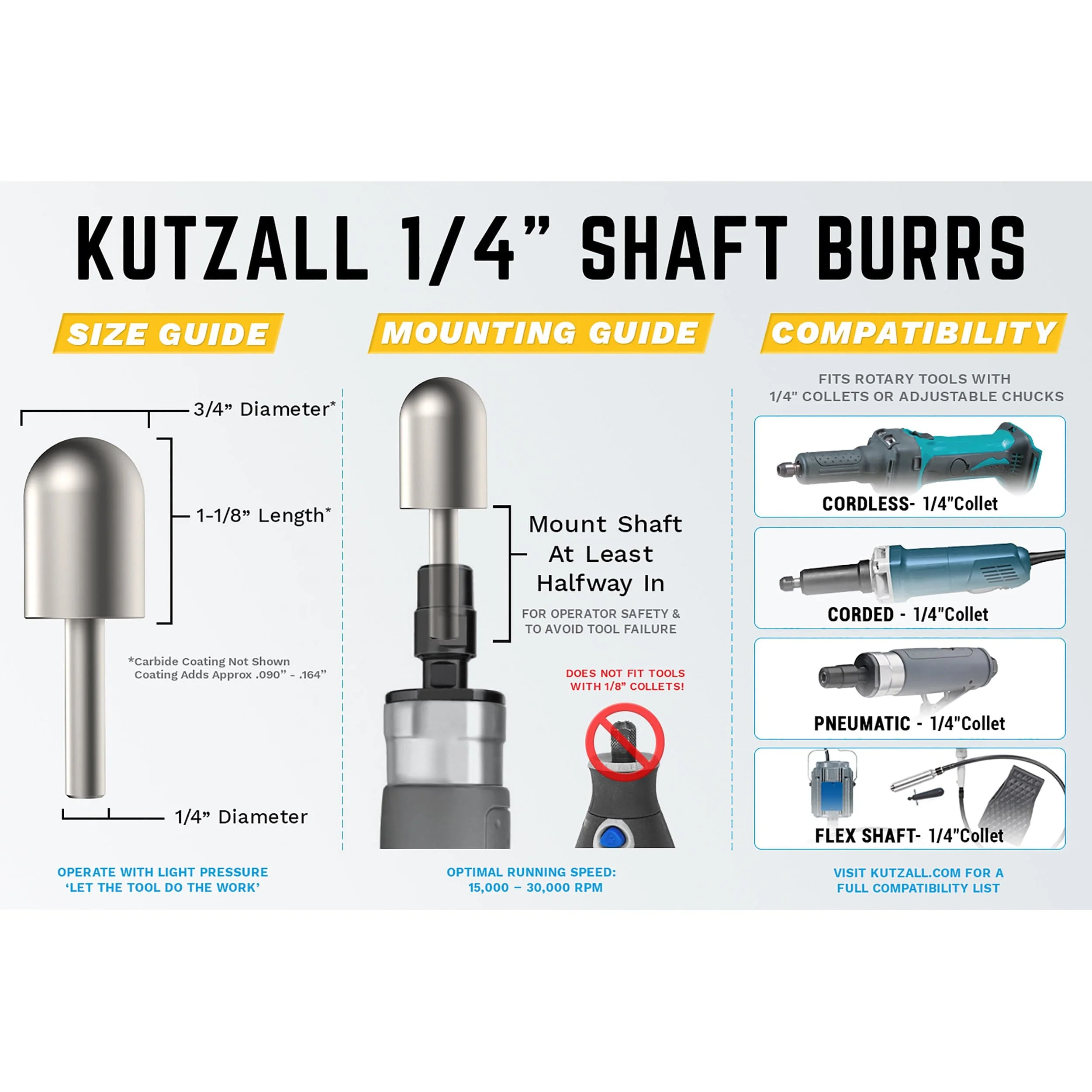 Extreme Ball Nose Burr, 1/8" Shaft, Very Coarse (1/4" x 1/2") - Image 3
