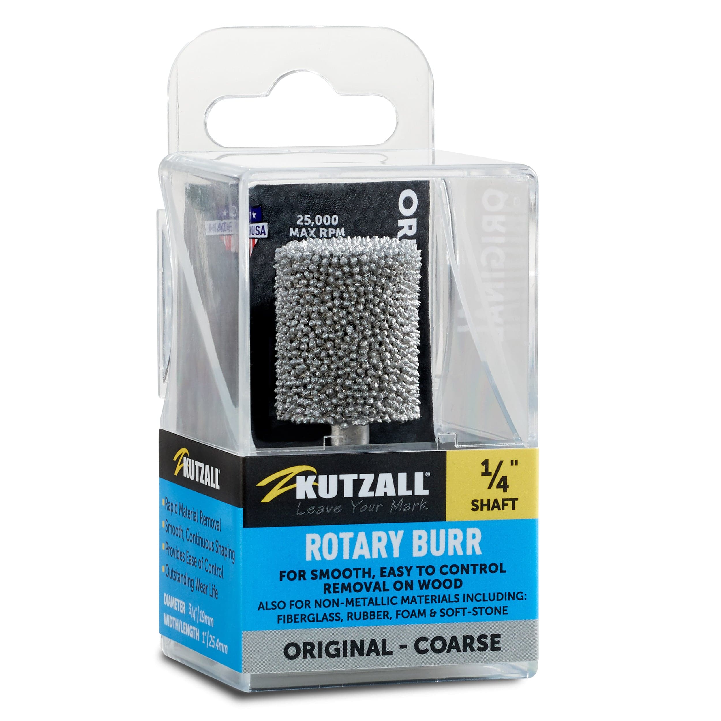 Original Cylinder Burr, 1/4" Shaft, Coarse (3/4" x 1") - Image 2