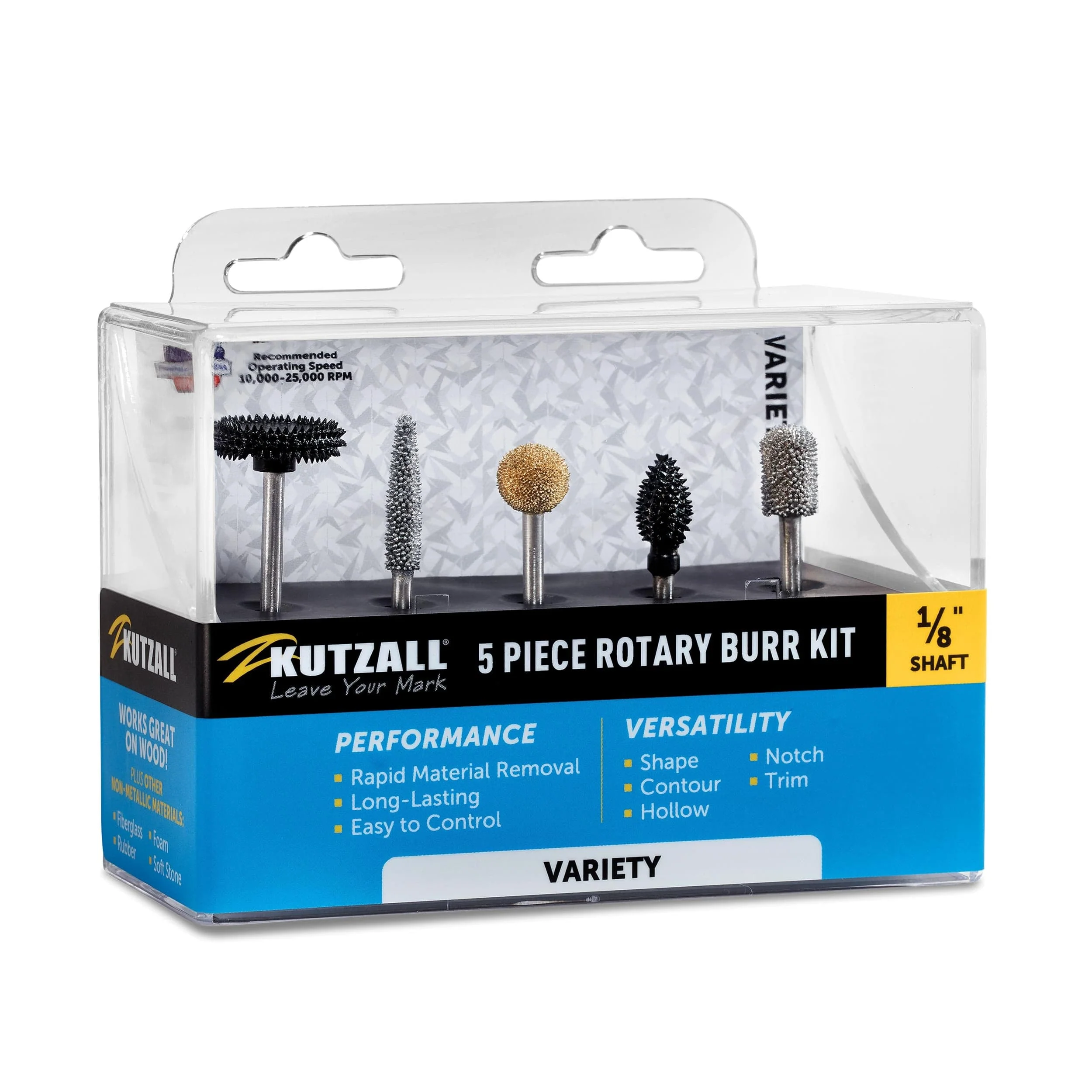 Variety Rotary Burr Kit - 1/8" Shaft - 5 Piece - Image 2
