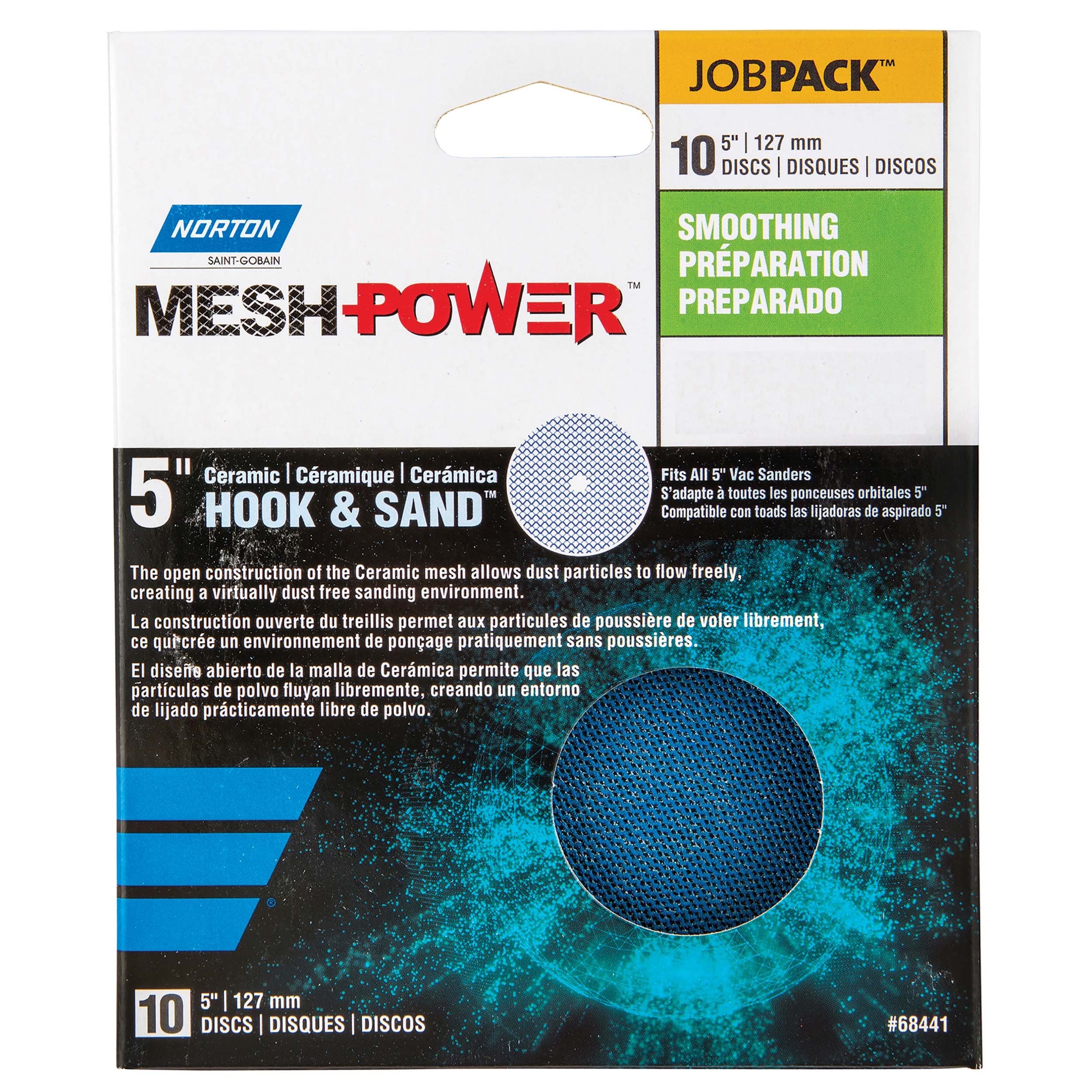 5" MeshPower Ceramic Hook and Loop Sanding Disc - 10 Pack - Image 2