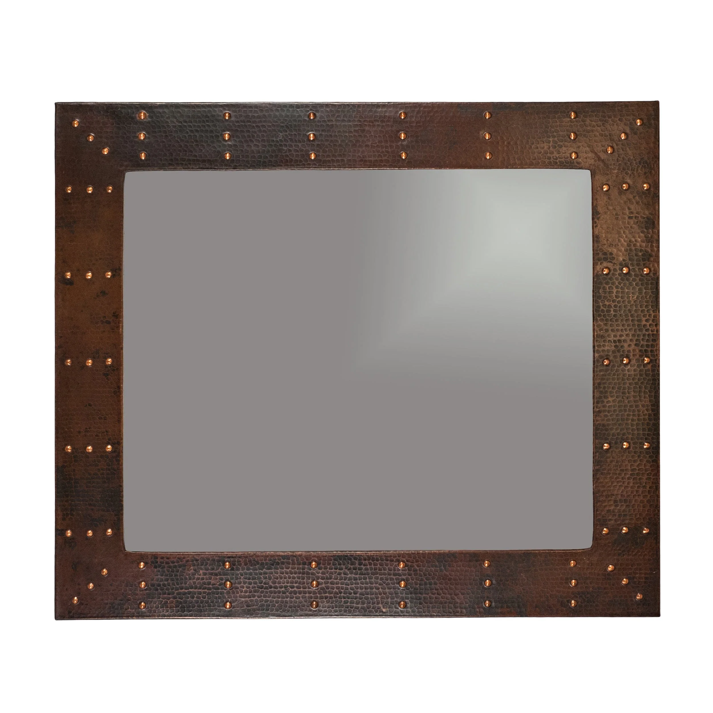 36" Hand Hammered Rectangle Mirror with Hand Forged Rivets - Image 2