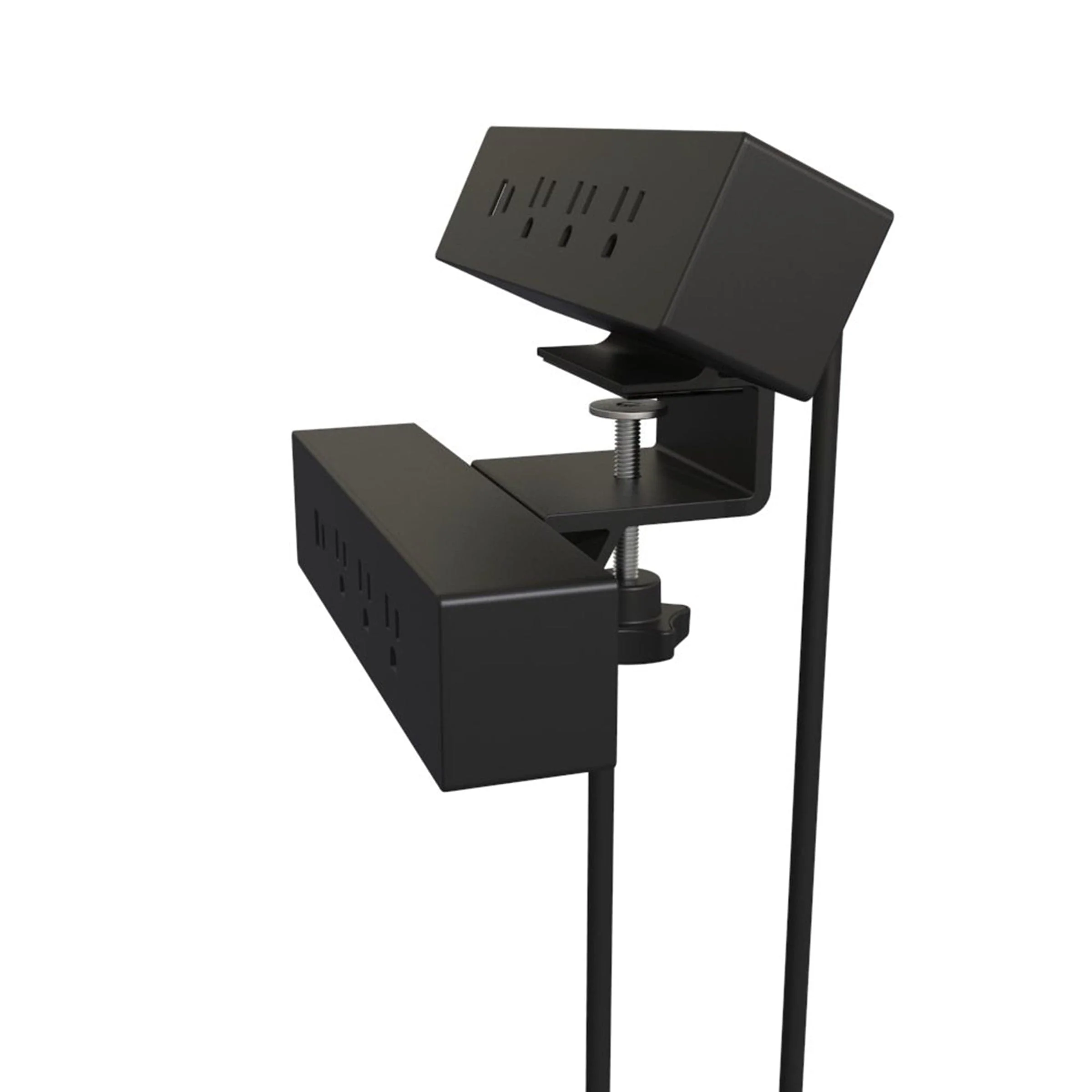 120V Dual Clamp-On Power Bar and USB Power Station Black - Image 2