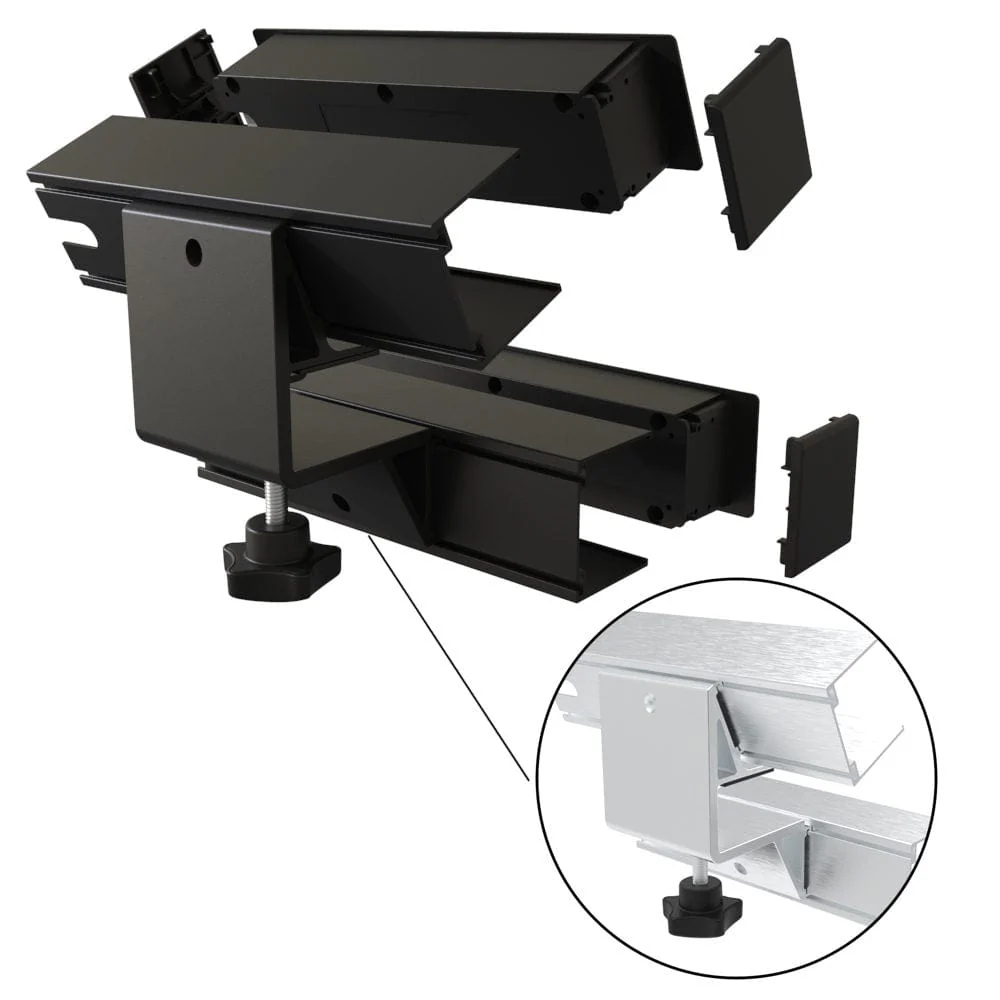 120V Dual Clamp-On Power Bar and USB Power Station Black - Image 3