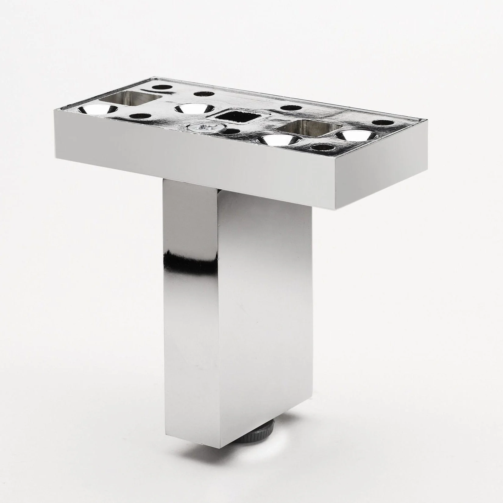4-23/32" (120 mm) Adjustable Contemporary Versatile T or L Shaped Furniture Leg Chrome