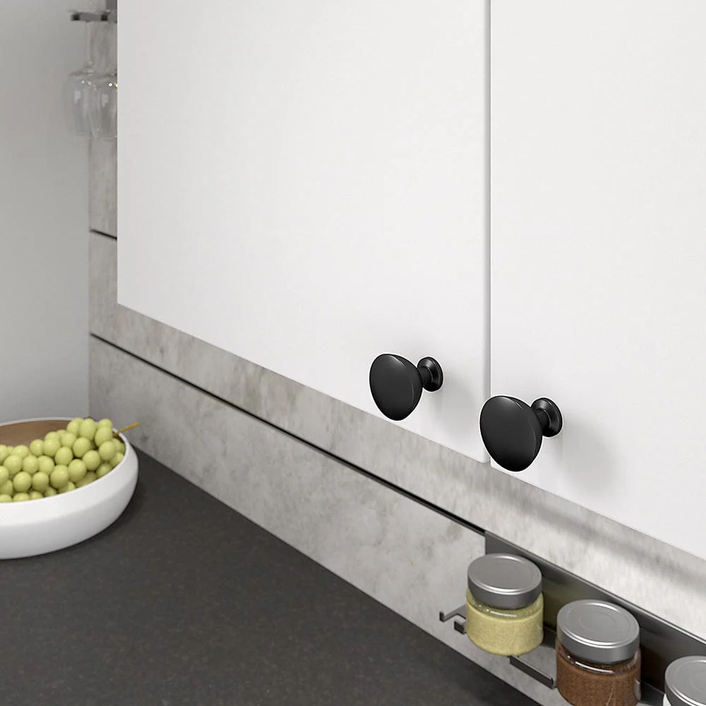 Contemporary Knob, 1-11/32" D, Matte Black - Image 3
