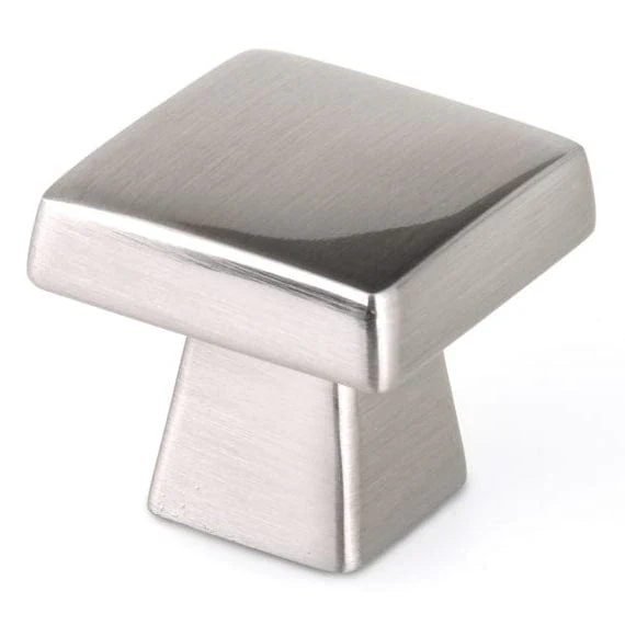 Contemporary Knob, 1-5/32" x 1-5/32", Brushed Nickel