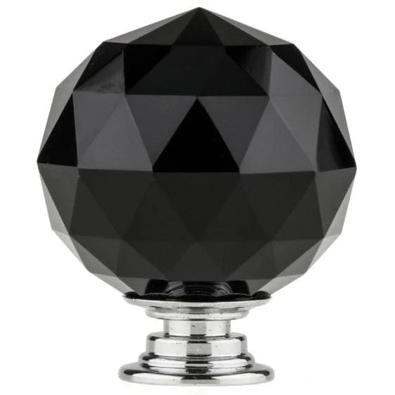 Contemporary Knob, 1-9/16" D, Chrome, Black - Image 3