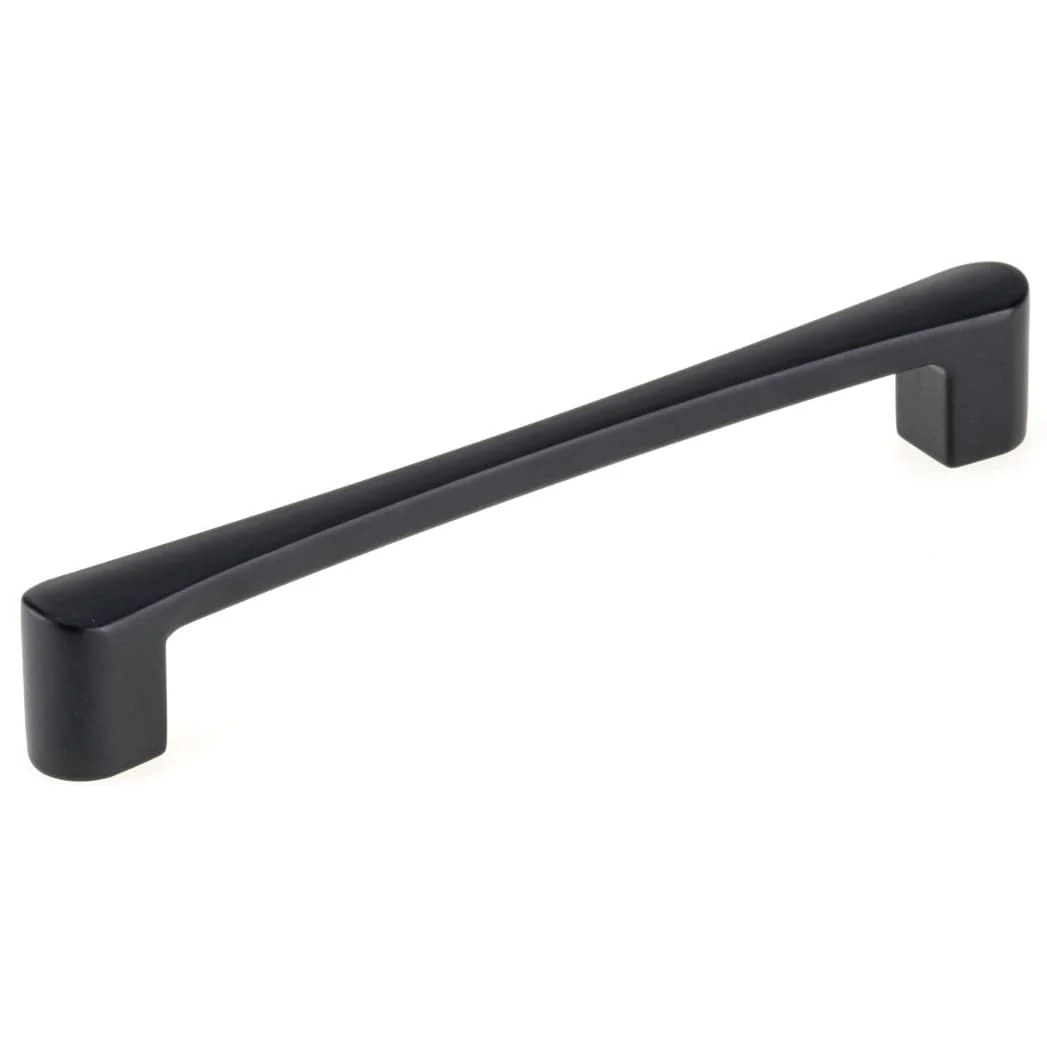 Contemporary Metal Pull with Rounded Flared Ends - 6-5/16" Center-to-Center - 6-15/16" OL - Matte Black