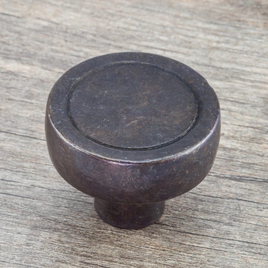 Textured Traditional Round Knob with Ridge - 1-3/4" Diameter - Dark Bronze - Image 4