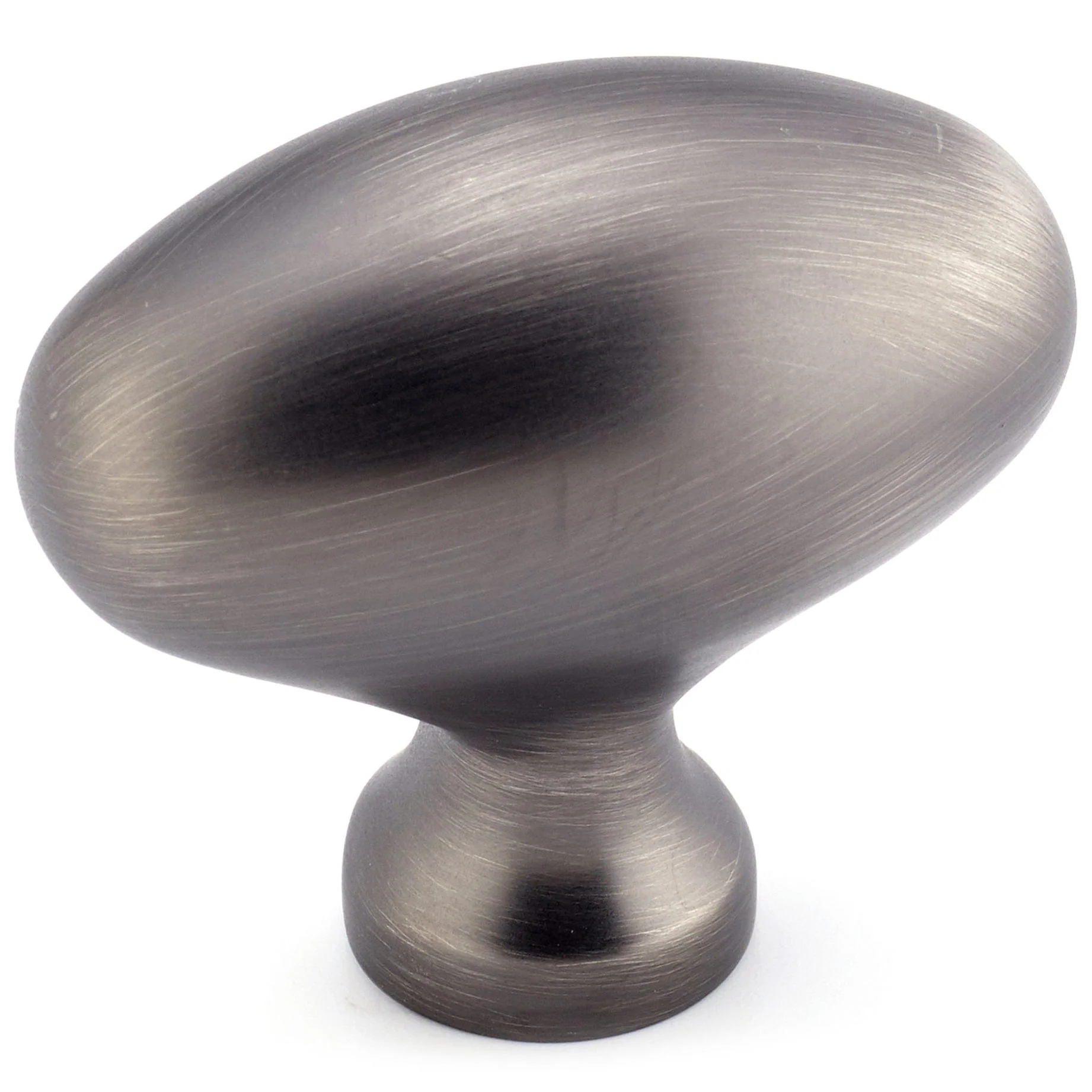 Traditional Oval Knob - 1-31/32" x 1-3/32" - Antique Nickel