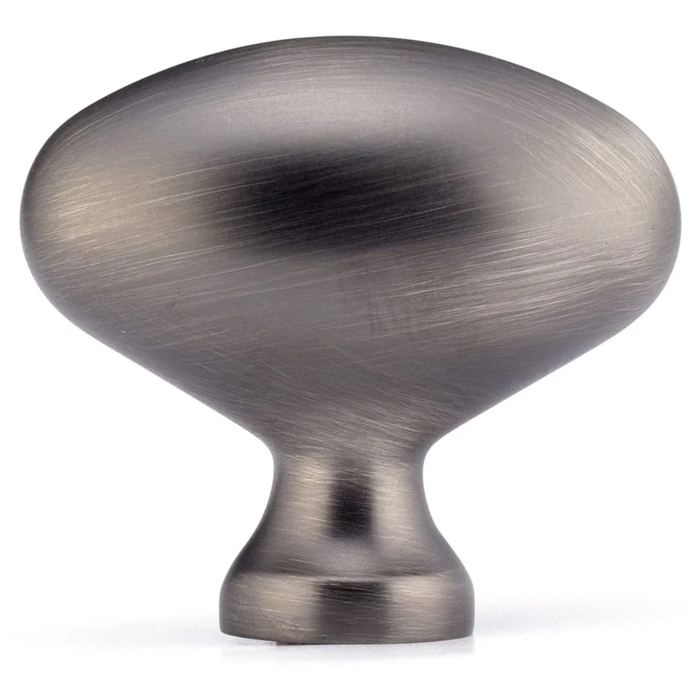 Traditional Oval Knob - 1-31/32" x 1-3/32" - Antique Nickel - Image 3