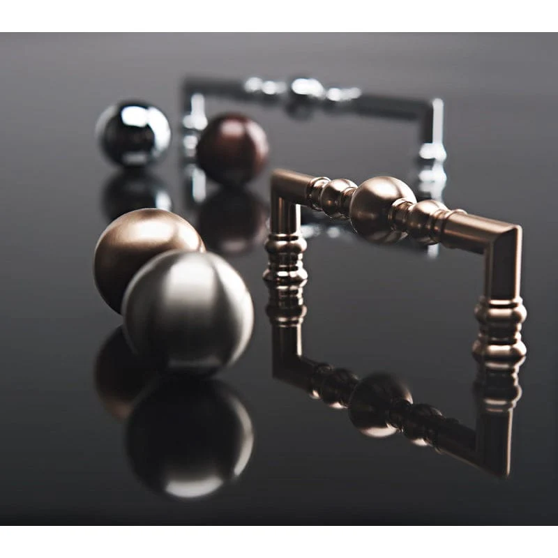 Traditional Metal Pull with Beads and Rings on Handle - 3-3/4" Center-to-Center - 4-3/8" OL - Brushed Nickel - Image 5