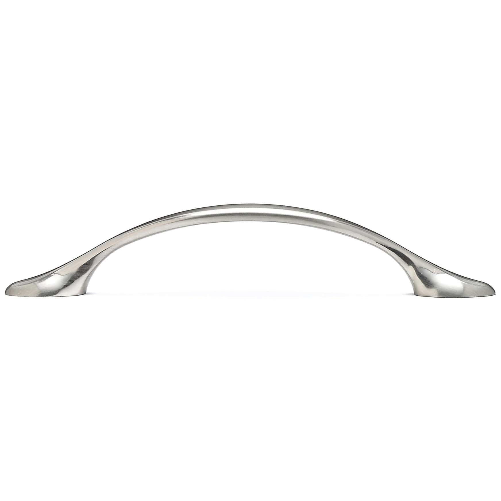 Traditional Arched Bow Pull with Flared Base - 3-3/4" Center-to-Center - 4-29/32" OL - Brushed Nickel - Image 3