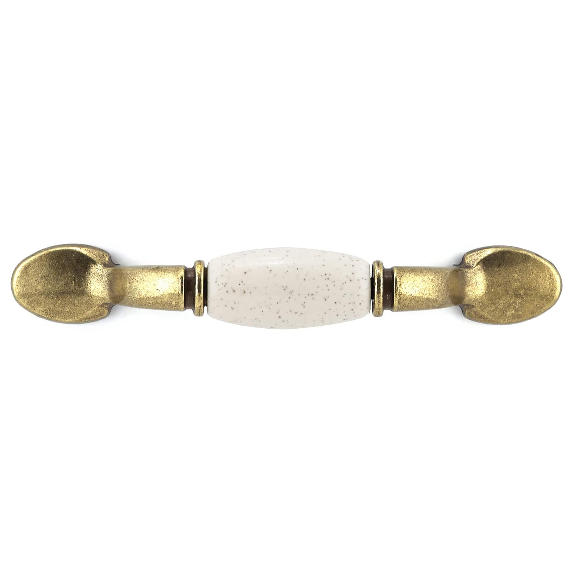 Traditional Pull, 3" Center-to-Center, Oatmeal, Burnished Brass - Image 2
