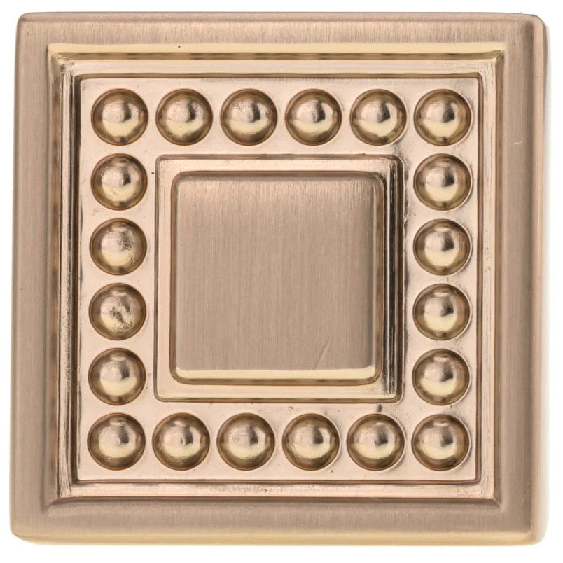 Transitional Beaded Square Knob - 1-5/16" x 1-5/16" - Champagne Bronze - Image 2