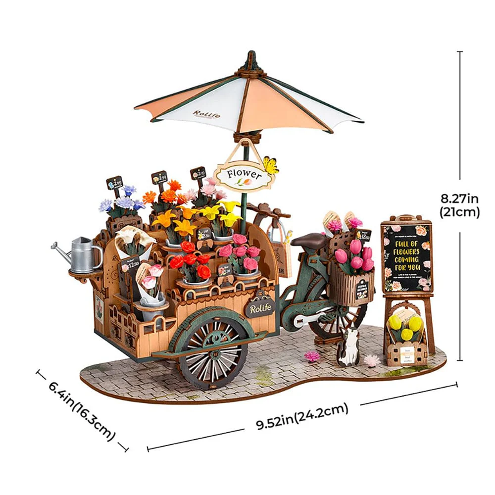 Blossom Cart 3D Wooden Puzzle Model Kit - Image 5