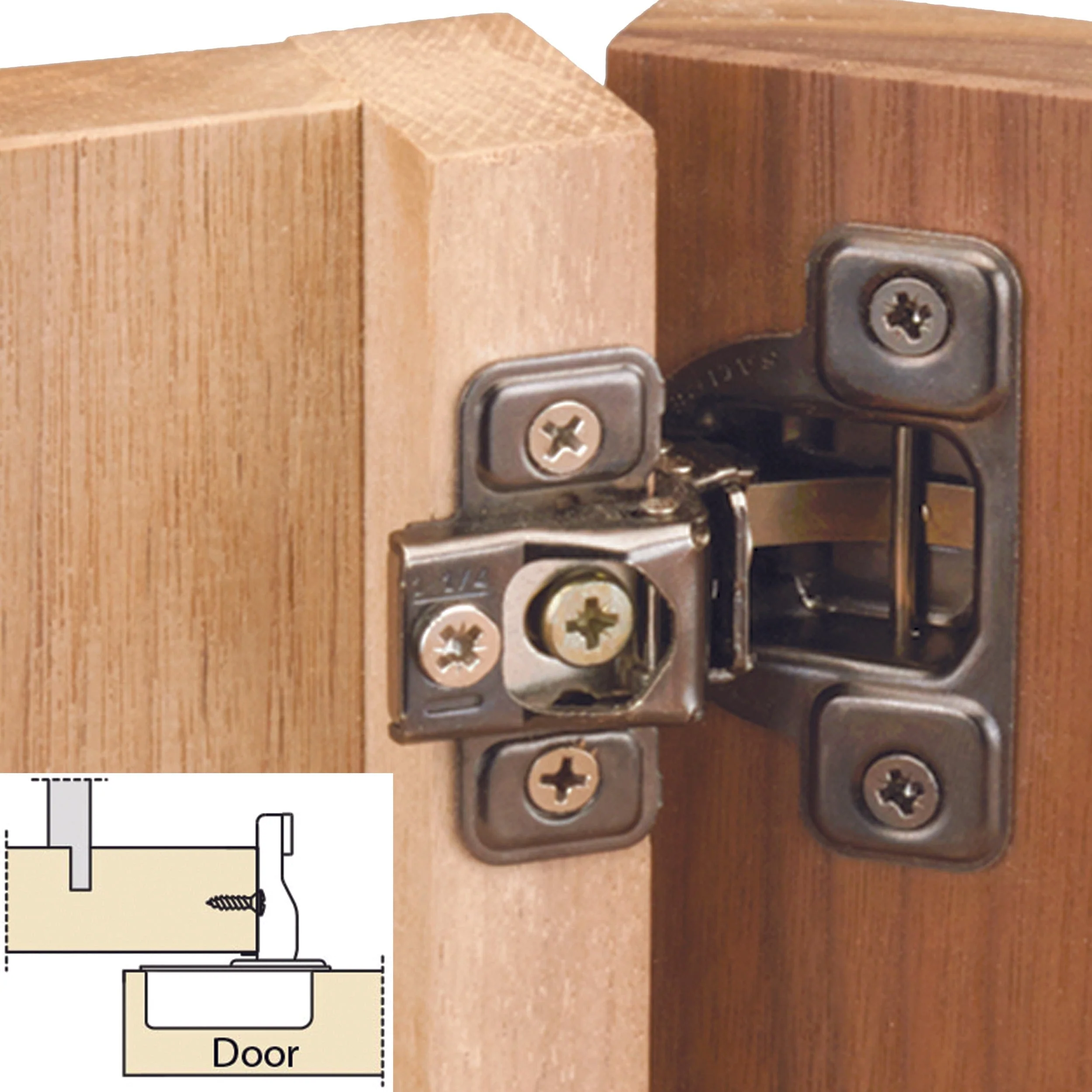 106° Excen-Three Self Close Face Frame Hinge - Pair - Image 4