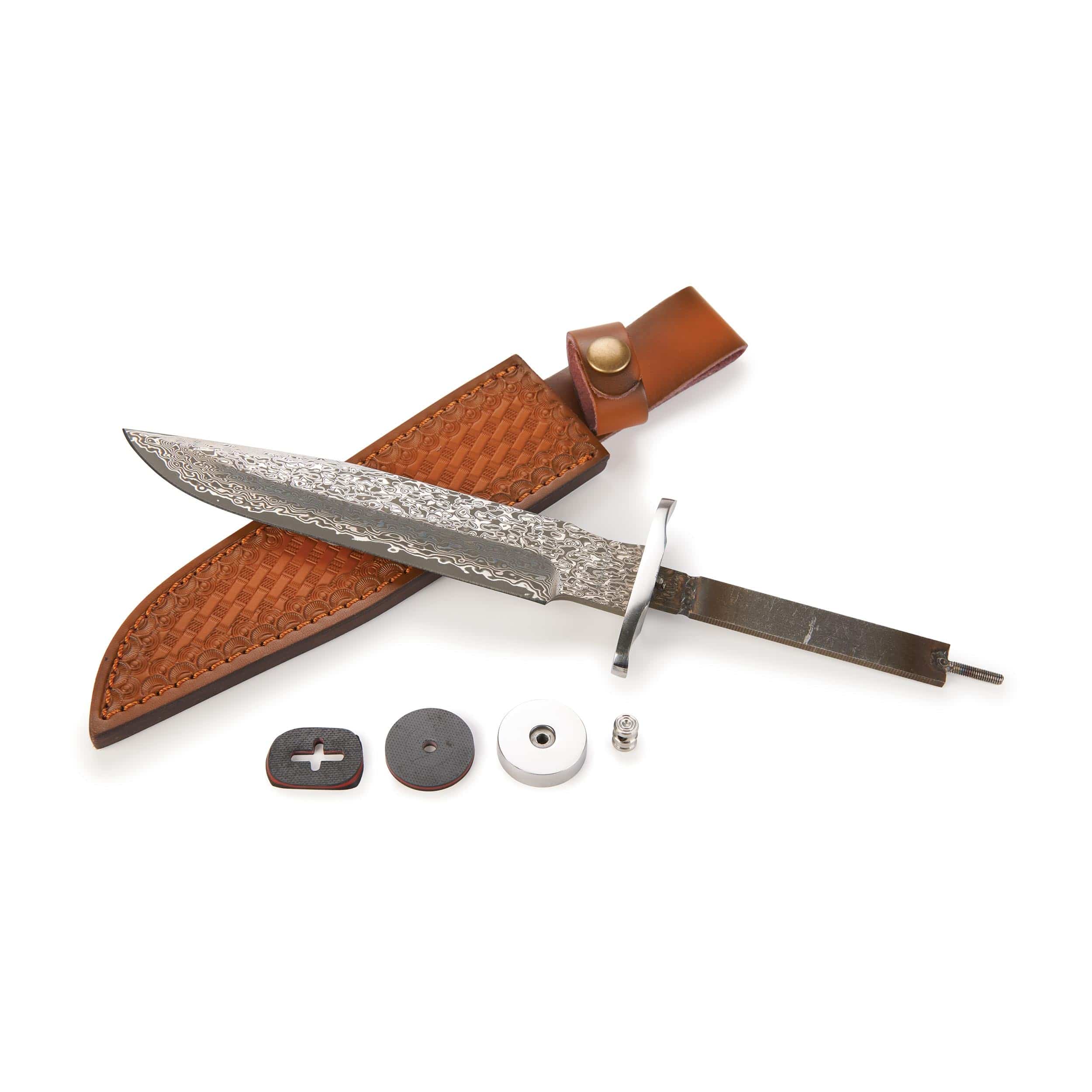 Honor Damascus Fixed Blade Knife for Hunting and Fishing - 12" - Unfinished Kit - Image 2