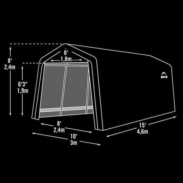 Auto Shelter, 10' x 15' x 8', Peak Style Instant Garage, Sandstone - Image 2