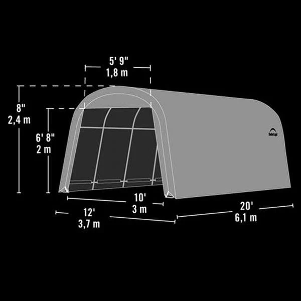 Garage-in-a-Box 12' x 20' x 8', RoundTop Style, Gray - Image 2