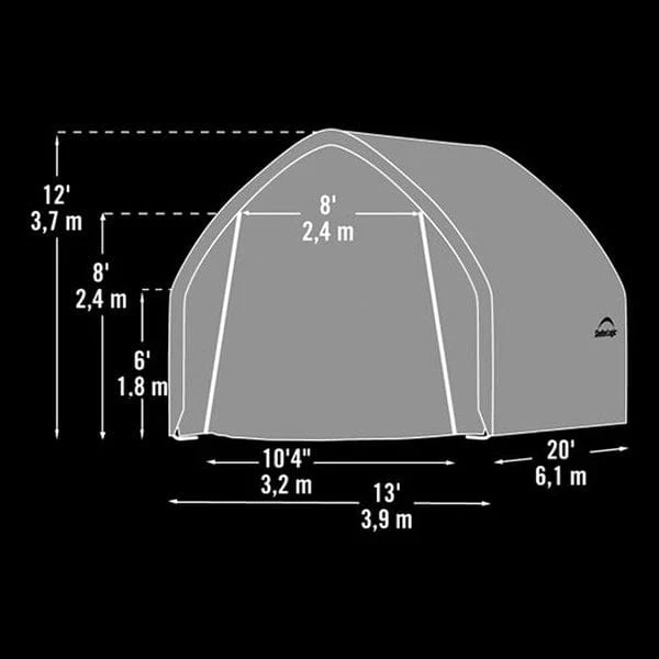Garage-in-a-Box 13' x 20' x 12', Peak Style for SUV/Truck, Gray - Image 2