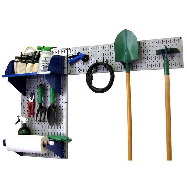 Pegboard Garden Tool Board Organizer with Gray Pegboard and Blue Accessories - Image 2