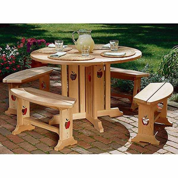 Woodworking Project Paper Plan to Build Apple Patio Table & Benches