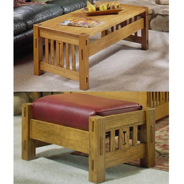 Woodworking Project Paper Plan to Build Arts and Crafts Coffee Table and Ottoman