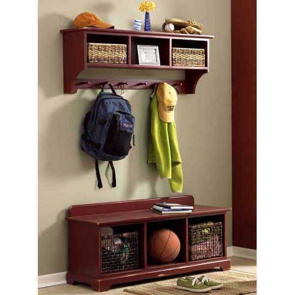 Woodworking Project Paper Plan to Build Entry-Area Storage Bench & Wall Shelf