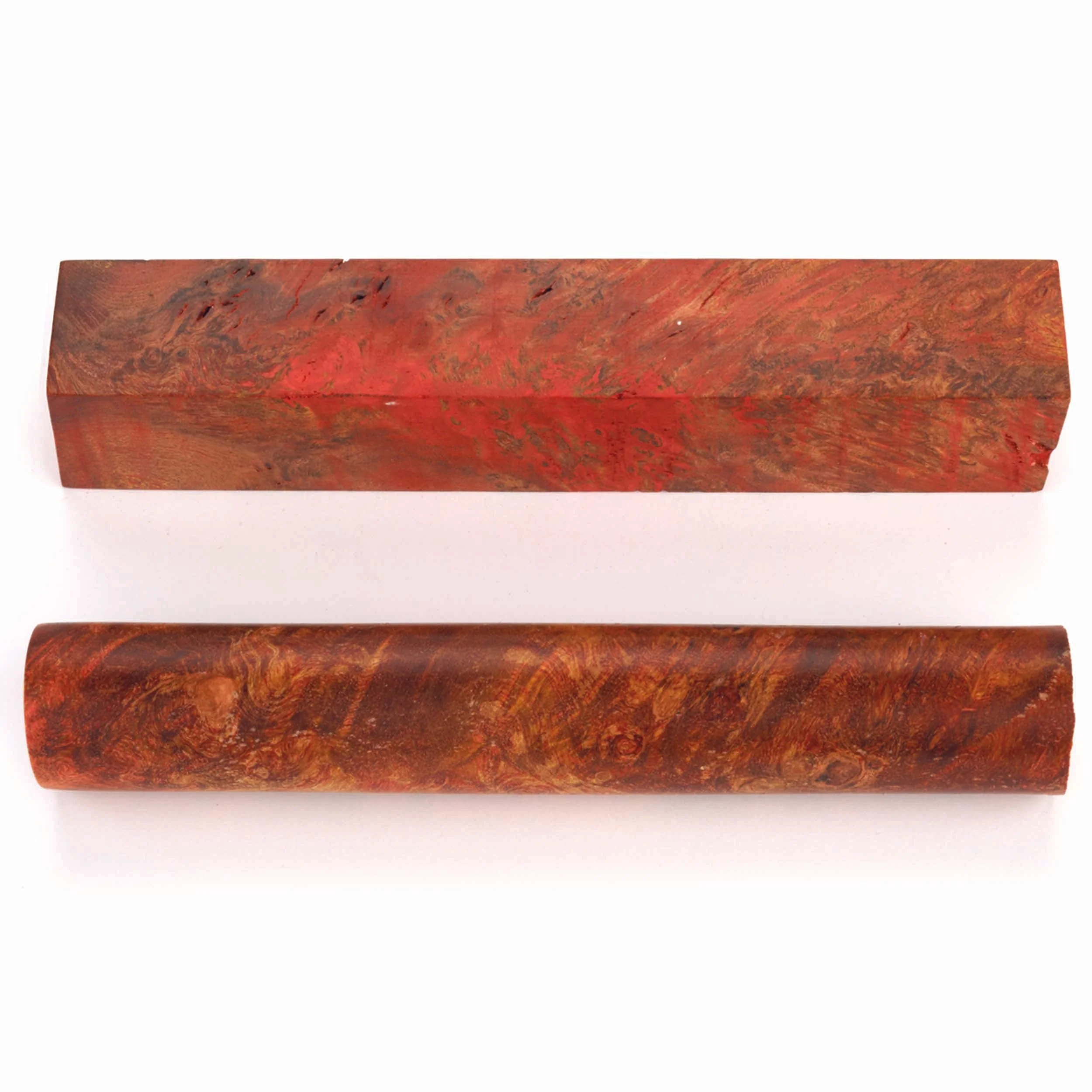 Stabilized & Double Dyed Maple Burl Pen Blank - 3/4" x 3/4" x 5" - Image 3