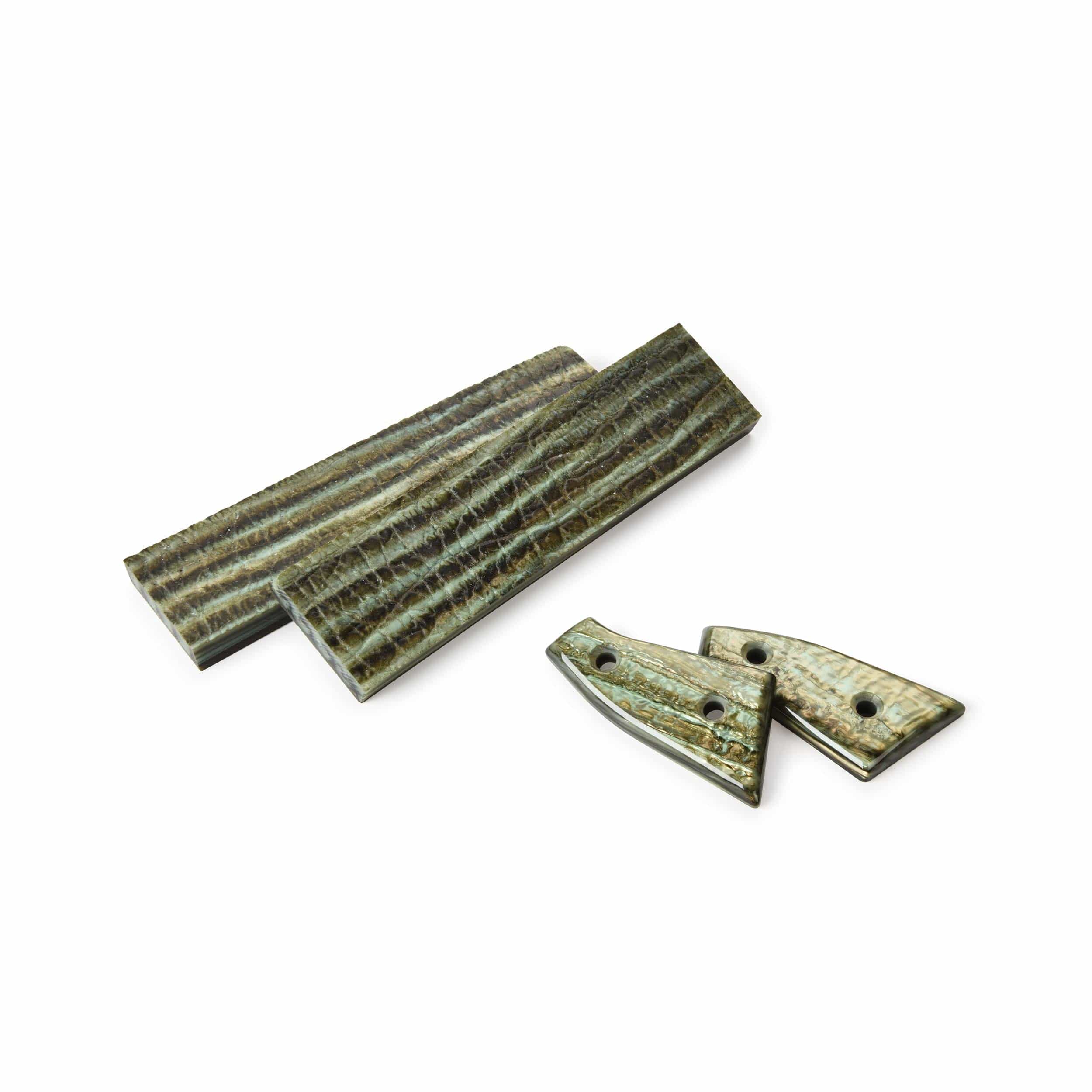 Poly Resin Knife Scales - 3/8" x 2" x 7" - Green Tortoise - Pair - Image 2